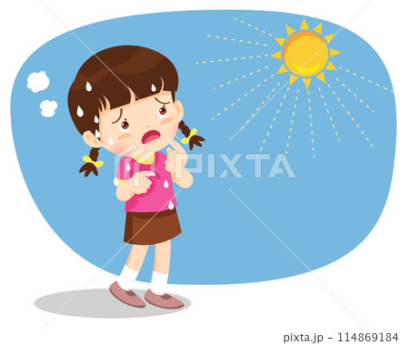 girl thirsty from heat of the summer sun girl thirsty from heat of the summer sun 114869184