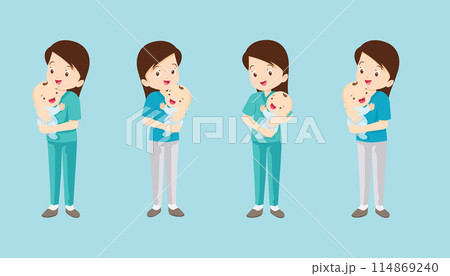 nurse or Midwife holding baby in arms 114869240