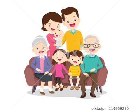 Big happy multi-generational family siblings relatives portrait 114869250