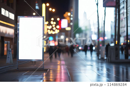 mockup of empty street billboard, banner, poster, blurred bokeh background mockup of empty street billboard, banner, poster, blurred bokeh background 114869284