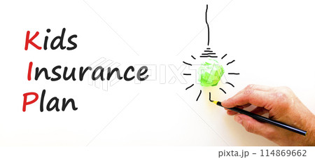 KIP kids insurance plan symbol. Concept words KIP kids insurance plan on beautiful white paper. Beautiful white background. Businessman hand. Business KIP kids insurance plan concept. Copy space. KIP kids insurance plan symbol. Concept words KIP kids insurance plan on beautiful white paper. Beautiful white background. Businessman hand. Business KIP kids insurance plan concept. Copy space. 114869662