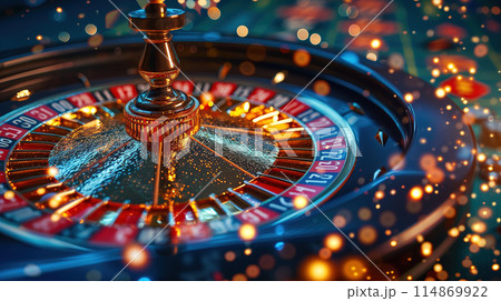 Close Up of a Casino Wheel on Blurry Background Close Up of a Casino Wheel on Blurry Background 114869922