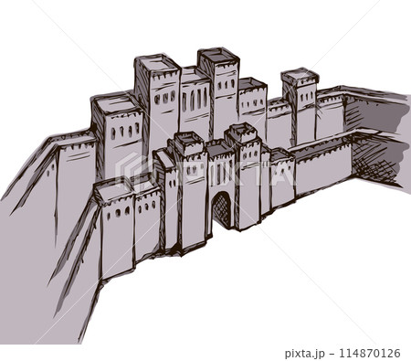 Babylonian Gate. Vector drawing scene Babylonian Gate. Vector drawing scene 114870126
