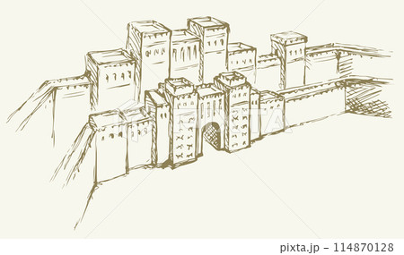 Babylonian Gate. Vector drawing scene 114870128