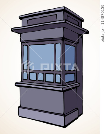 Shop stall. Vector drawing kiosk Shop stall. Vector drawing kiosk 114870159