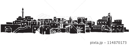 City in a desert. Vector drawing 114870173