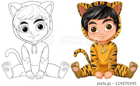 Cute Kids Dressed as Cartoon Tigers Cute Kids Dressed as Cartoon Tigers 114870345