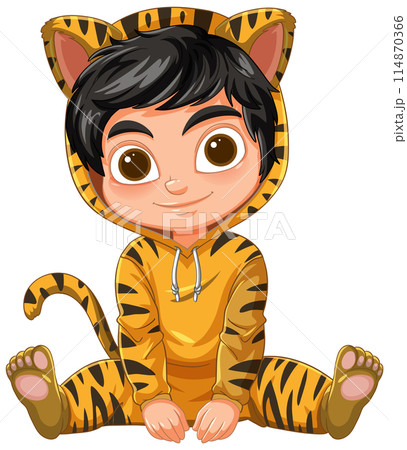 Child in Tiger Costume Illustration 114870366