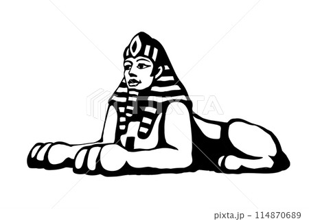 Egyptian sphinx. Vector pen drawing 114870689