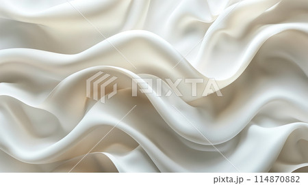Close Up of White Fabric With Wavy Lines 114870882
