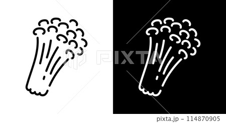 シンプルなエノキタケの線画アイコン 114870905