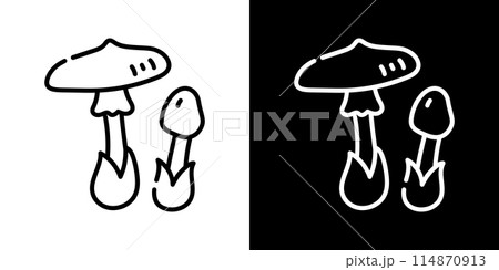 シンプルなタマゴタケの線画アイコン シンプルなタマゴタケの線画アイコン 114870913