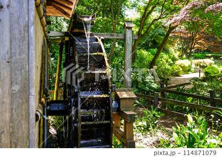 薬師池公園の伝統的な水車（東京都町田市） 114871079