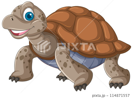 Happy Cartoon Turtle Illustration 114871557