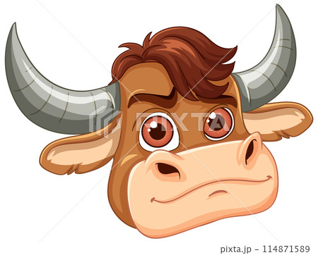 Cartoon Bull with Big Eyes 114871589
