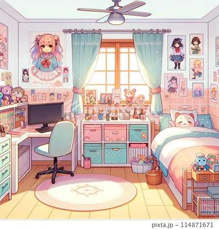オタクな女の子の部屋のイラスト素材 [114871671] - PIXTA