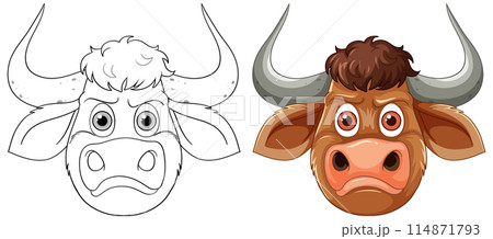 Cartoon Bull Head Illustration 114871793