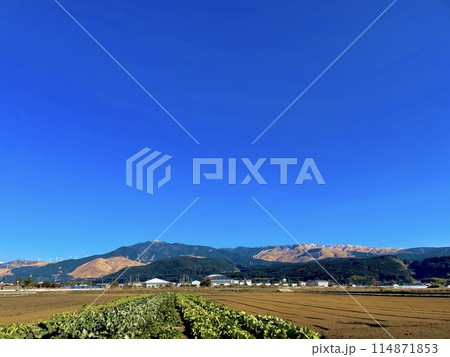 秋の青空と阿蘇山 114871853