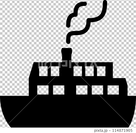 一艘從煙囪冒煙的船的變形插圖 114871905