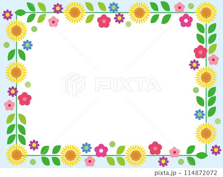 花模様　フレーム　ホワイトスペース　夏 114872072