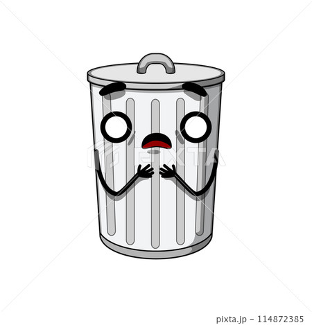 can trash bin character cartoon vector illustration 114872385