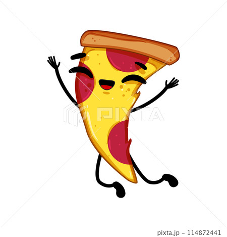 mascot pizza slice character cartoon vector illustration 114872441