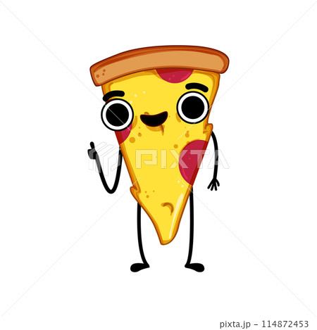 adorable pizza slice character cartoon vector illustration 114872453