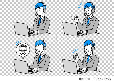 一組在筆記型電腦上工作的女性操作員 一組在筆記型電腦上工作的女性操作員 114872695