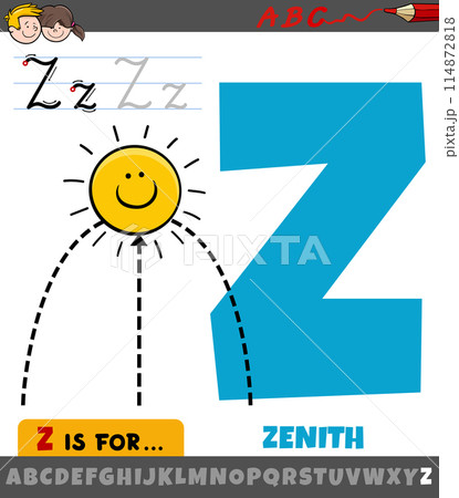 letter Z from alphabet with illustration of sun at the zenith 114872818
