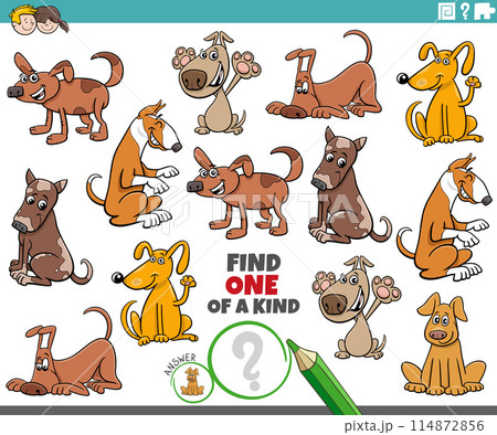one of a kind activity with cartoon dog characters one of a kind activity with cartoon dog characters 114872856