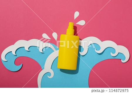 Sunscreen on the waves, summer vacation concept. 114872975