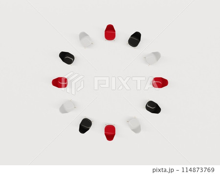 真上から見る円型に並べた椅子 114873769