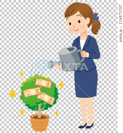 給金錢樹澆水的女人 資產管理 金錢 女商人 給金錢樹澆水的女人 資產管理 金錢 女商人 114873787