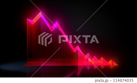 In a black backdrop, a red graph is visibly descending 114874035