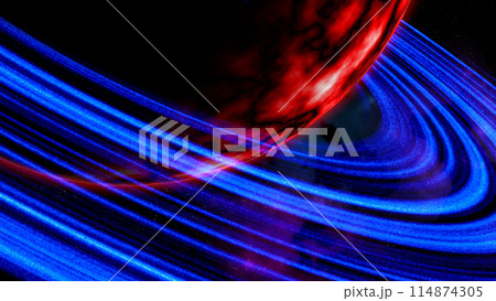 青い光の宇宙塵の輪 114874305