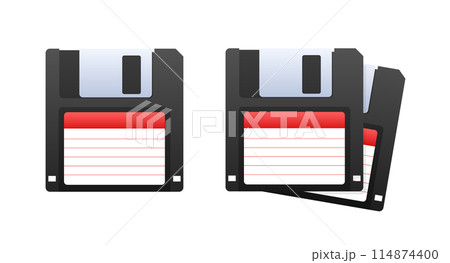 Floppy disk on white background. HD diskette old data media. Storage medium used for data storage. Floppy disk on white background. HD diskette old data media. Storage medium used for data storage. 114874400