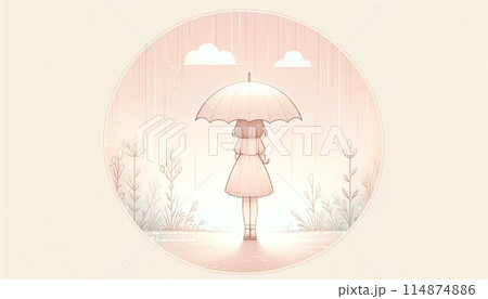 梅雨 後ろ姿 少女 傘 イラスト 梅雨 後ろ姿 少女 傘 イラスト 114874886