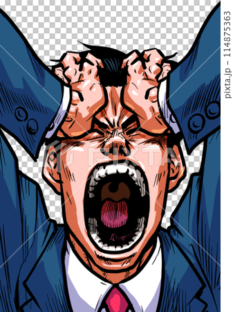 一個商人抱著頭尖叫的插圖 114875363