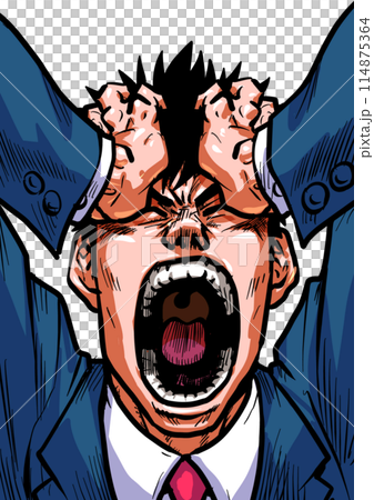 一個商人抱著頭尖叫的插圖 114875364