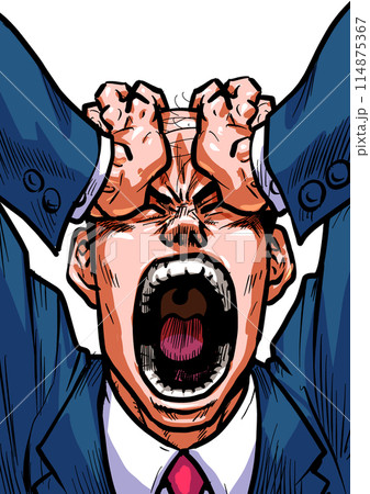 頭を抱えて叫ぶビジネスマンのイラスト 頭を抱えて叫ぶビジネスマンのイラスト 114875367