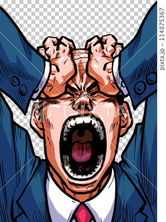 頭を抱えて叫ぶビジネスマンのイラスト 頭を抱えて叫ぶビジネスマンのイラスト 114875367