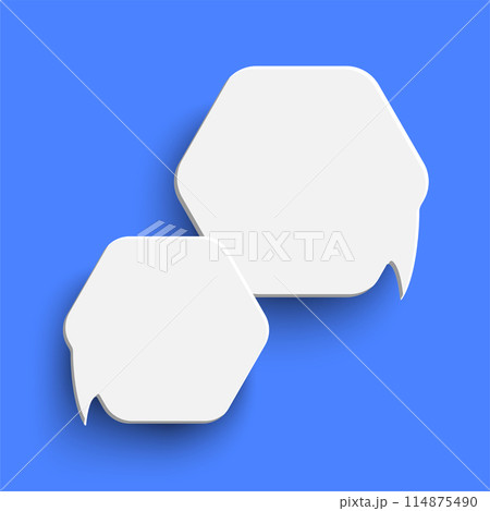 White empty speech bubble on blue background White empty speech bubble on blue background 114875490