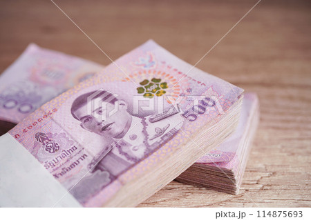 Thai baht banknote money, investment economy, accounting business and banking. 114875693