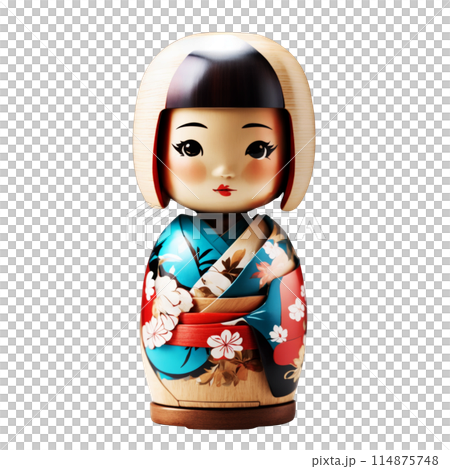 Girl doll wearing a kimono 114875748
