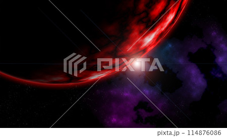 宇宙に浮かぶ雲と地球 114876086