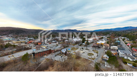 Mont Tremblant Canada from above panoramic aerial view over the village Mont Tremblant Canada from above panoramic aerial view over the village 114877665