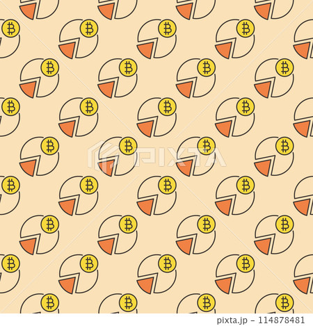 Pie Chart with Bitcoin coin vector Crypto Currency colored seamless pattern Pie Chart with Bitcoin coin vector Crypto Currency colored seamless pattern 114878481