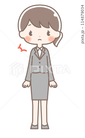 全身|びっくりする女性イラスト|スーツ 全身|びっくりする女性イラスト|スーツ 114879034