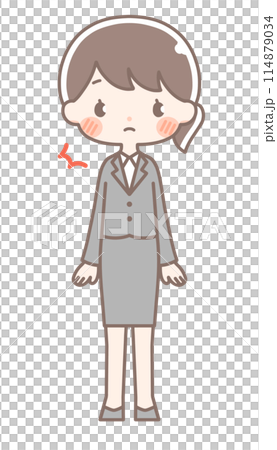 全身|びっくりする女性イラスト|スーツ 全身|びっくりする女性イラスト|スーツ 114879034