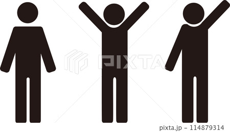 人物ピクトグラム　シルエット　アイコン　全身セット 114879314